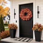 26" Artificial Fall Maple Leaves Wreath for Front Door Decoration (Orange), alternate view 4