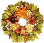 26" Artificial Harvest Fall Wreaths for Front Door with Hydrangea Peony in Multicolor