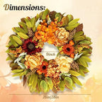 26" Artificial Harvest Fall Wreaths for Front Door with Hydrangea Peony in Multicolor, alternate view 3