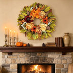 26" Artificial Harvest Fall Wreaths for Front Door with Hydrangea Peony in Multicolor, alternate view 6