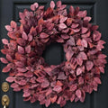 26" Artificial Hibiscus Leaves Fall Wreath for Front Door Decor(Autumn Red)