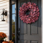 26" Artificial Hibiscus Leaves Fall Wreath for Front Door Decor(Autumn Red), alternate view 5