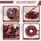26" Artificial Hibiscus Leaves Fall Wreath for Front Door Decor(Autumn Red), alternate view 6