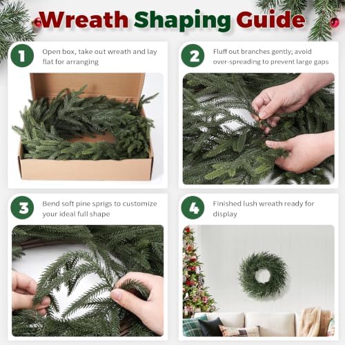 26" Christmas Norfolk Pine Wreath for Front Door (1, Wreath), alternate view 6