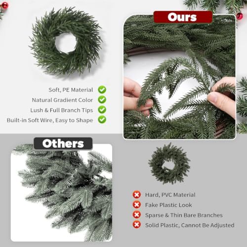 26" Christmas Norfolk Pine Wreath for Front Door (1, Wreath), alternate view 7
