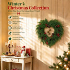 26" Christmas Wreaths for Front Door, Heart-Shaped with Bells in Heart-shaped Pine, alternate view 4