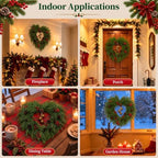 26" Christmas Wreaths for Front Door, Heart-Shaped with Bells in Heart-shaped Pine, alternate view 5