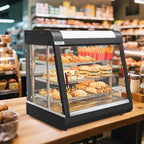 26" Commercial Food Warmer Display Pizza Warmer, 3-Tier Electric Countertop Food Warmer w/LED Lighting, alternate view 2