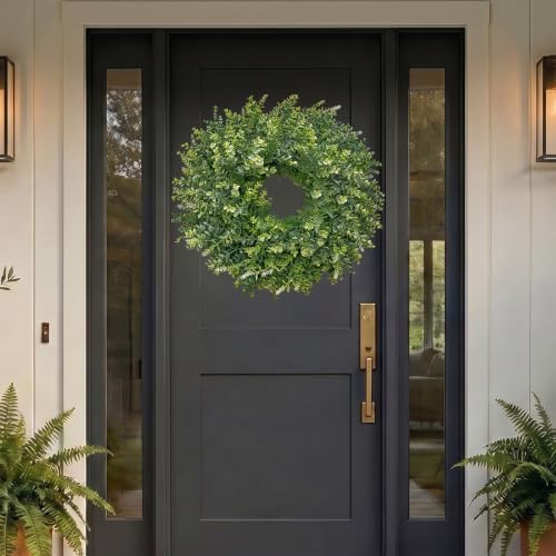 26" Eucalyptus Wreath for Front Door, Artificial All Season Decor in Sage Green, alternate view 2