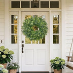 26" Eucalyptus Wreath for Front Door, Artificial All Season Decor in Sage Green, alternate view 3