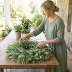 26" Eucalyptus Wreath for Front Door, Artificial All Season Decor in Sage Green, alternate view 5