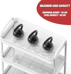 26" Extra-Wide 3-Tier Heavy Duty Metal Utility Cart, White in White, alternate view 4