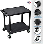 26" H Black 2 Shelf A/V Multipurpose Utility Cart, alternate view 2