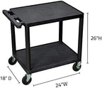 26" H Black 2 Shelf A/V Multipurpose Utility Cart, alternate view 3