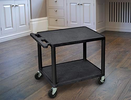 26" H Black 2 Shelf A/V Multipurpose Utility Cart, alternate view 4