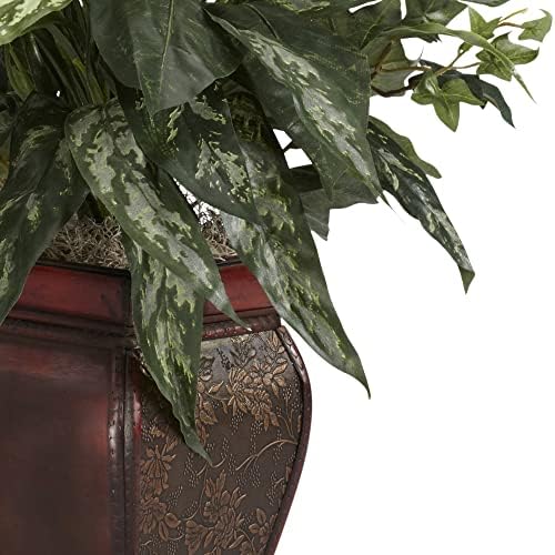 26 in Artificial Mixed Greens and Anthurium with Vase in Green, alternate view 4