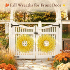 26 in Fall Wreath for Front Door, Autumn Thanksgiving Decor(Bright Yellow), alternate view 4