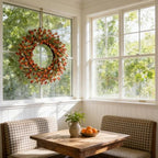26 Inch Artificial Fall Wreath Lambs Ear Orange Forsythia for Front Door, alternate view 6