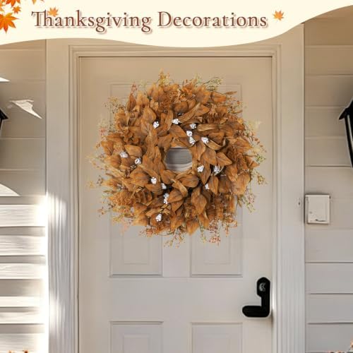 26 Inch Fall Wreath for Front Door, Artificial Eucalyptus Porch Decor (26in), alternate view 5