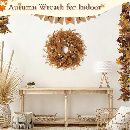 26 Inch Fall Wreath for Front Door, Artificial Eucalyptus Porch Decor (26in), alternate view 6