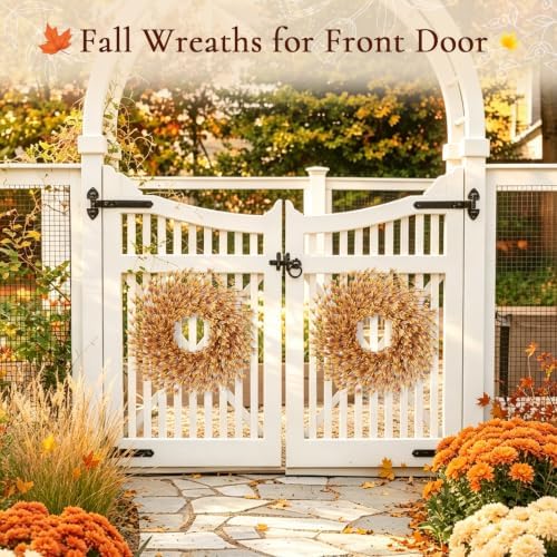 26 Inch Fall Wreath for Front Door, Autumn Thanksgiving Decor, alternate view 4