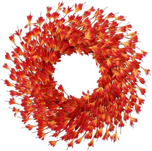 26 Inch Fall Wreath for Front Door, Autumn Thanksgiving Decor (Orange)