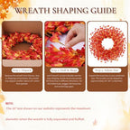 26 Inch Fall Wreath for Front Door, Autumn Thanksgiving Decor (Orange), alternate view 7