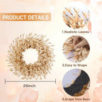 26 Inch Fall Wreath for Front Door, Autumn Thanksgiving Decor (Wheat), alternate view 2