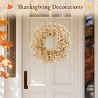 26 Inch Fall Wreath for Front Door, Autumn Thanksgiving Decor (Wheat), alternate view 5