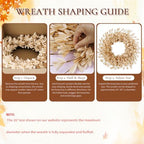 26 Inch Fall Wreath for Front Door, Autumn Thanksgiving Decor (Wheat), alternate view 7