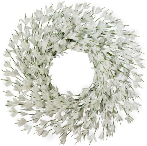 26 Inch Fall Wreath for Front Door, Autumn Thanksgiving Decor (White) in White