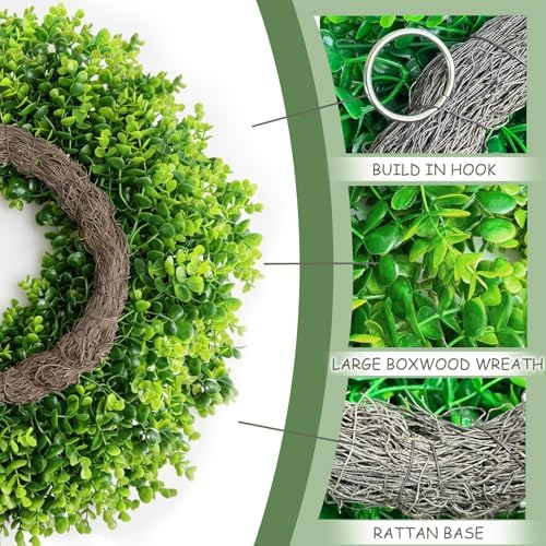 26 Inch Large Boxwood Wreaths for Front Door, alternate view 3
