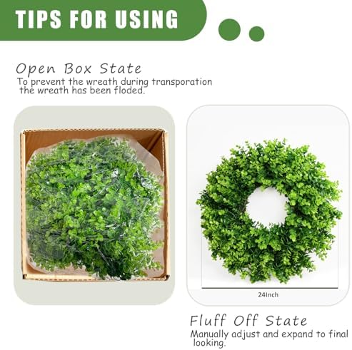 26 Inch Large Boxwood Wreaths for Front Door, alternate view 5