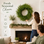 26 Inch Norfolk Pine Wreath, Christmas Front Door Decor, alternate view 4