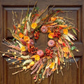 26 Inch Pumpkin Fall Wreath for Front Door Outside with Pinecones Berries in Multicolored