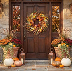 26 Inch Pumpkin Fall Wreath for Front Door Outside with Pinecones Berries in Multicolored, alternate view 2