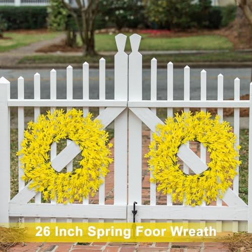 26 Inch Spring Wreaths for Front Door Large Spring Door Wreath Easter Valentines Wild Floral Summer Wreaths, alternate view 3