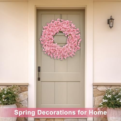 26 Inch Spring Wreaths for Front Door Large Valentines Spring Door Wreath Easter Wild Floral Summer Wreaths, alternate view 4