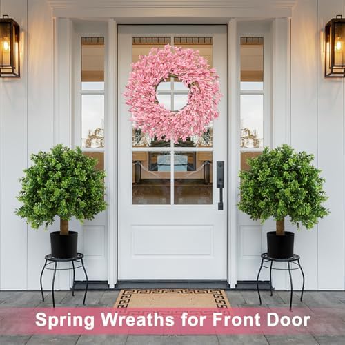 26 Inch Spring Wreaths for Front Door Large Valentines Spring Door Wreath Easter Wild Floral Summer Wreaths, alternate view 6