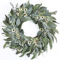 26 Inches Large Eucalyptus Spring Wreaths for Front Door, Artificial Greenery Summer Wreath with Berries White