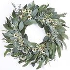 26 Inches Large Eucalyptus Spring Wreaths for Front Door, Artificial Greenery Summer Wreath with Berries White