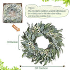 26 Inches Large Eucalyptus Spring Wreaths for Front Door, Artificial Greenery Summer Wreath with Berries White, alternate