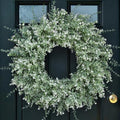 26" Large Artificial Eucalyptus Wreath for Front Door Decor (White-Green) in White-green