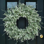 26" Large Artificial Eucalyptus Wreath for Front Door Decor (White-Green) in White-green
