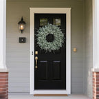 26" Large Artificial Eucalyptus Wreath for Front Door Decor (White-Green) in White-green, alternate view 3