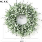26" Large Artificial Eucalyptus Wreath for Front Door Decor (White-Green) in White-green, alternate view 5