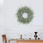 26" Large Artificial Eucalyptus Wreath for Front Door Decor (White-Green) in White-green, alternate view 6
