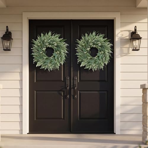 26'' Large Eucalyptus Wreaths for Front Door, Spring Summer Greenery Wreath with Babys Breath Flowers for, alternate view 5