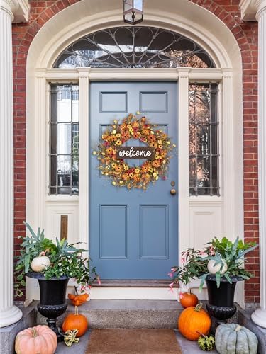 26'' Large Fall Wreaths for Front Door (Welcome Sign), alternate view 2