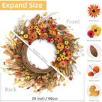 26'' Large Fall Wreaths for Front Door (Welcome Sign), alternate view 6